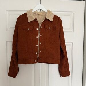 Alter'D state Corduroy Sherpa Lined Trucker Jacket Rust Brown